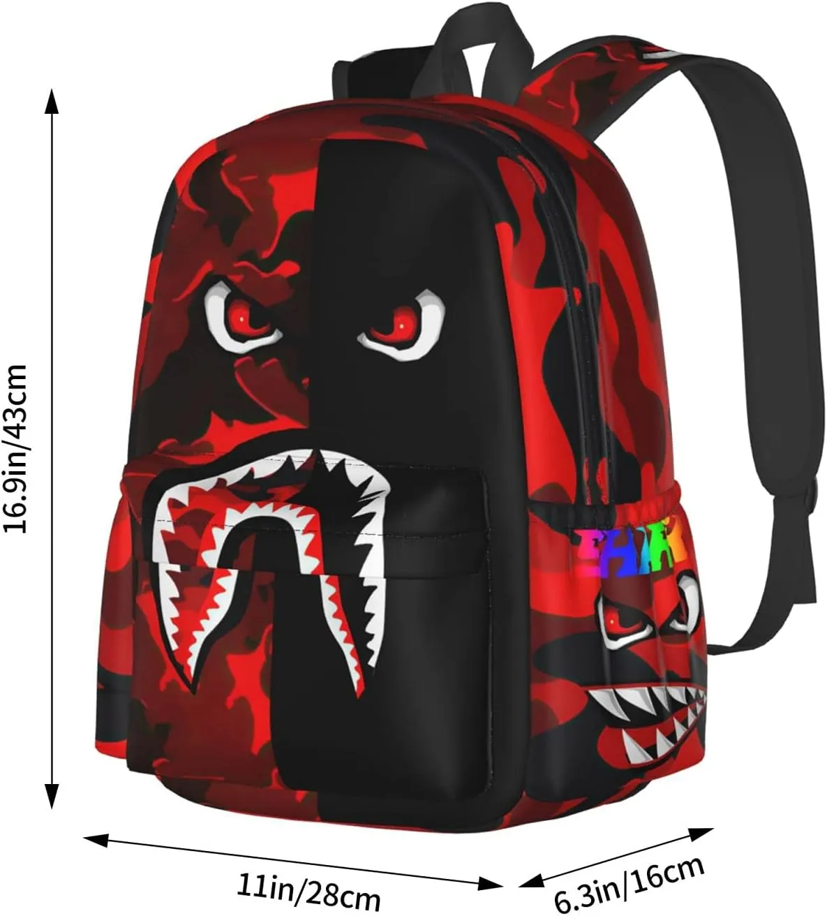 Backpack Shark Teeth Camo Backpacks Travel Laptop Daypack Big Capacity Bookbag Fashion Durable for Men and Women,One Size