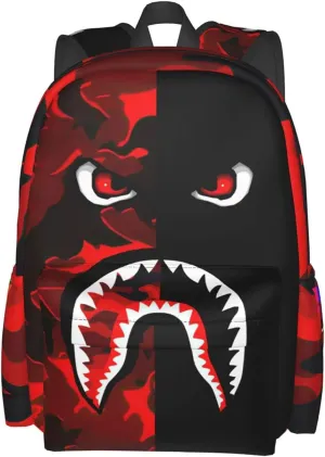 Backpack Shark Teeth Camo Backpacks Travel Laptop Daypack Big Capacity Bookbag Fashion Durable for Men and Women,One Size