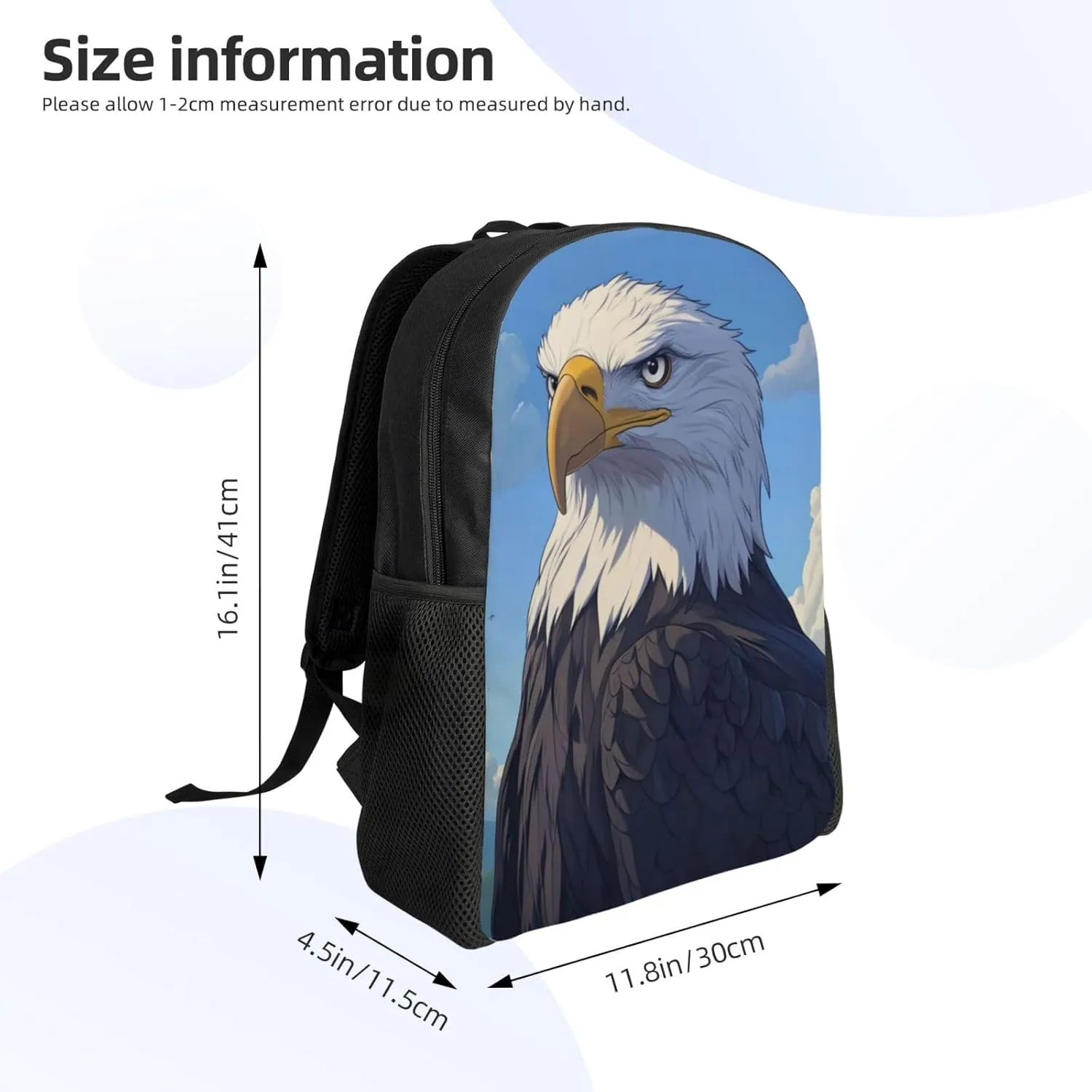 Bald Eagle Backpack Waterproof Anti Theft Durable Light Laptop Bag Backpacks For Women Men Travel Gym Backpack