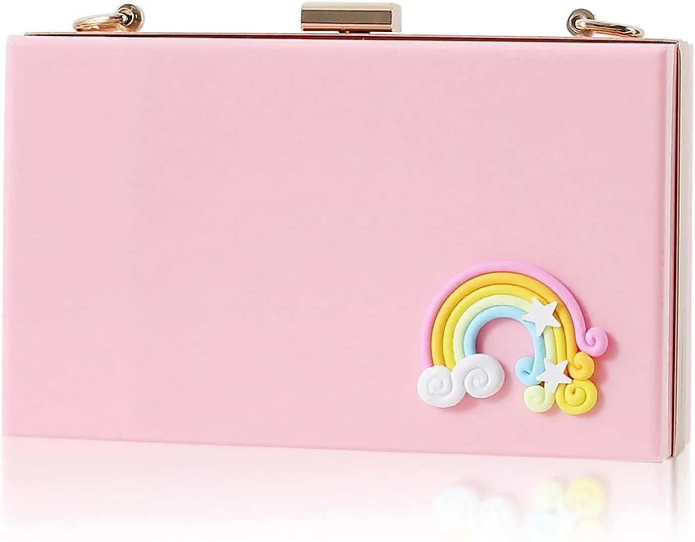 Banquet Evening Bag Women's Clutch Acrylic Purse for Women Metal Chain Shoulder Party Day Clutch, Flap Design (Color : Pink)