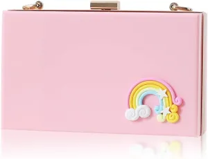 Banquet Evening Bag Women's Clutch Acrylic Purse for Women Metal Chain Shoulder Party Day Clutch, Flap Design (Color : Pink)