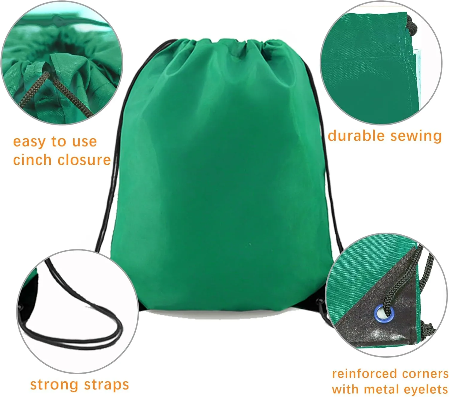 BeeGreen Drawstring Backpack Bags 20,30,50 Packs Reflective String Bags for Gym Sport Trip Cinch Sack DIY for Women Men