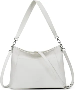 befen Genuine Leather Hobo Bag for Women, Genuine Leather Purse for Women Trendy Soft Handbags with 2 Straps