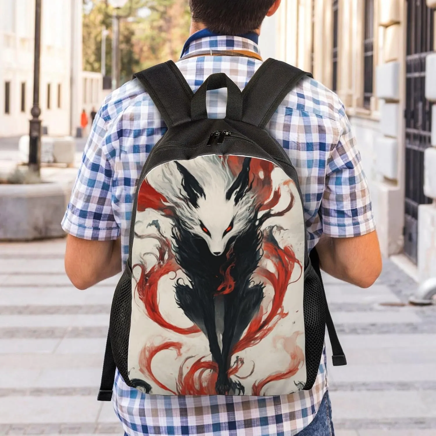 Black And White Fox Backpack Waterproof Anti Theft Durable Light Laptop Bag Backpacks For Women Men Travel Gym Backpack