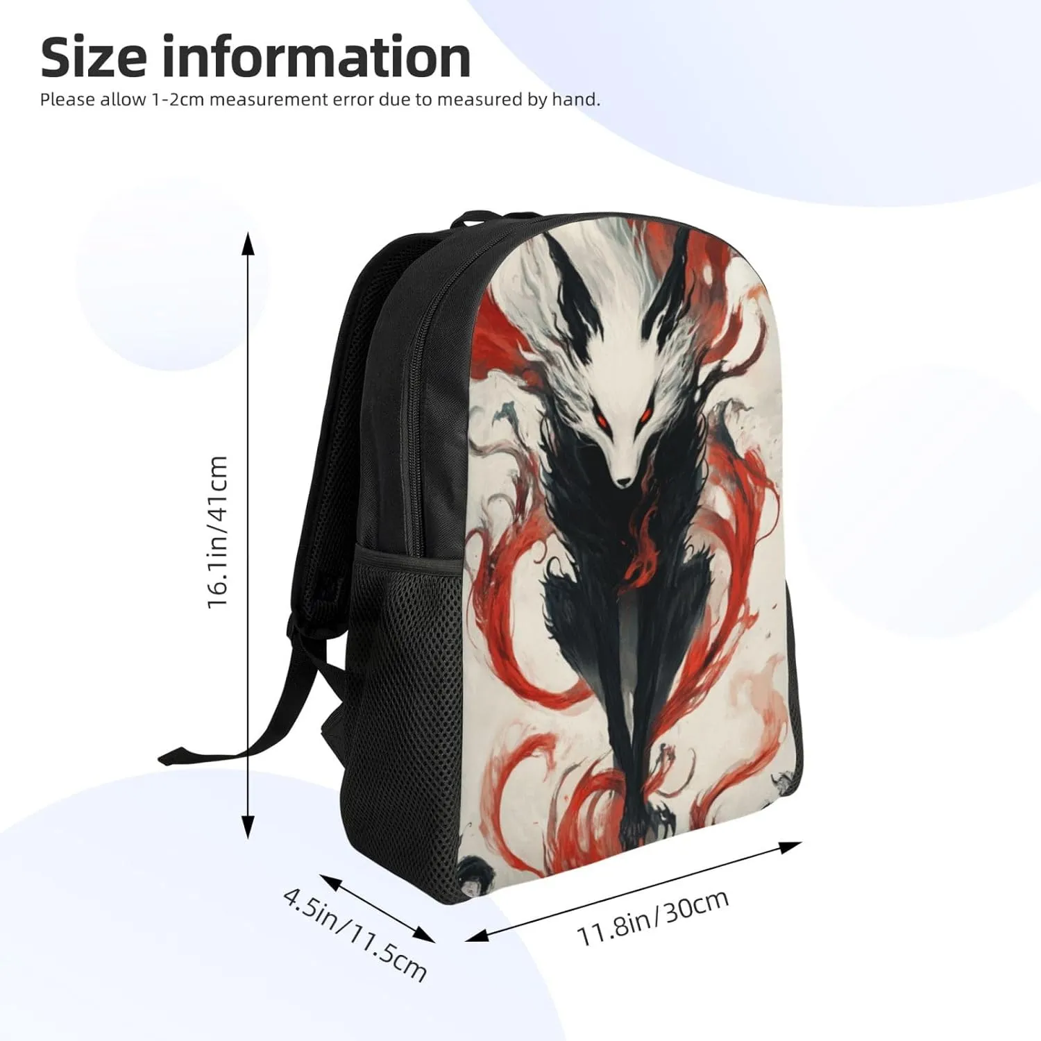 Black And White Fox Backpack Waterproof Anti Theft Durable Light Laptop Bag Backpacks For Women Men Travel Gym Backpack