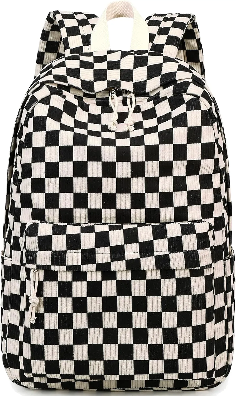 Bluboon Backpack for School Girls Women, Cute Corduroy Laptop Bookbag for Kids Teens, Durable Girls Lightweight Backpack
