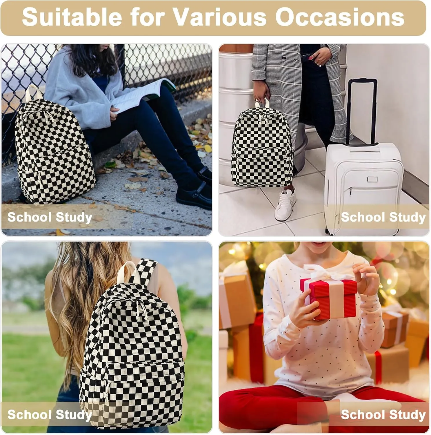 Bluboon Backpack for School Girls Women, Cute Corduroy Laptop Bookbag for Kids Teens, Durable Girls Lightweight Backpack