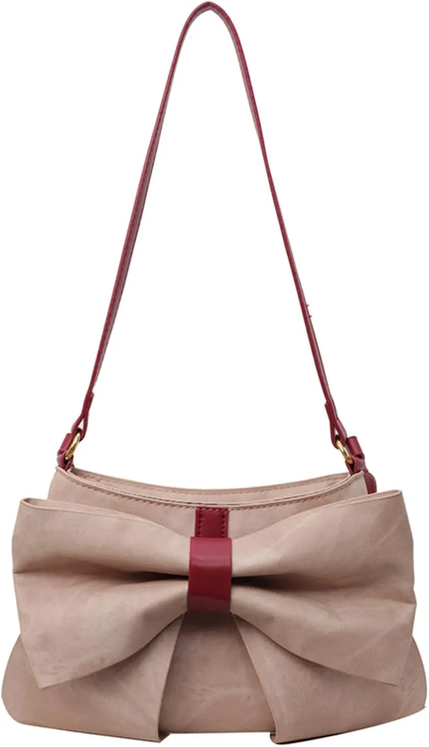 Bow Clutch Evening Handbag Purse for Women Cute Soft Leather Ruched Crossbody Bags Shoulder Bag