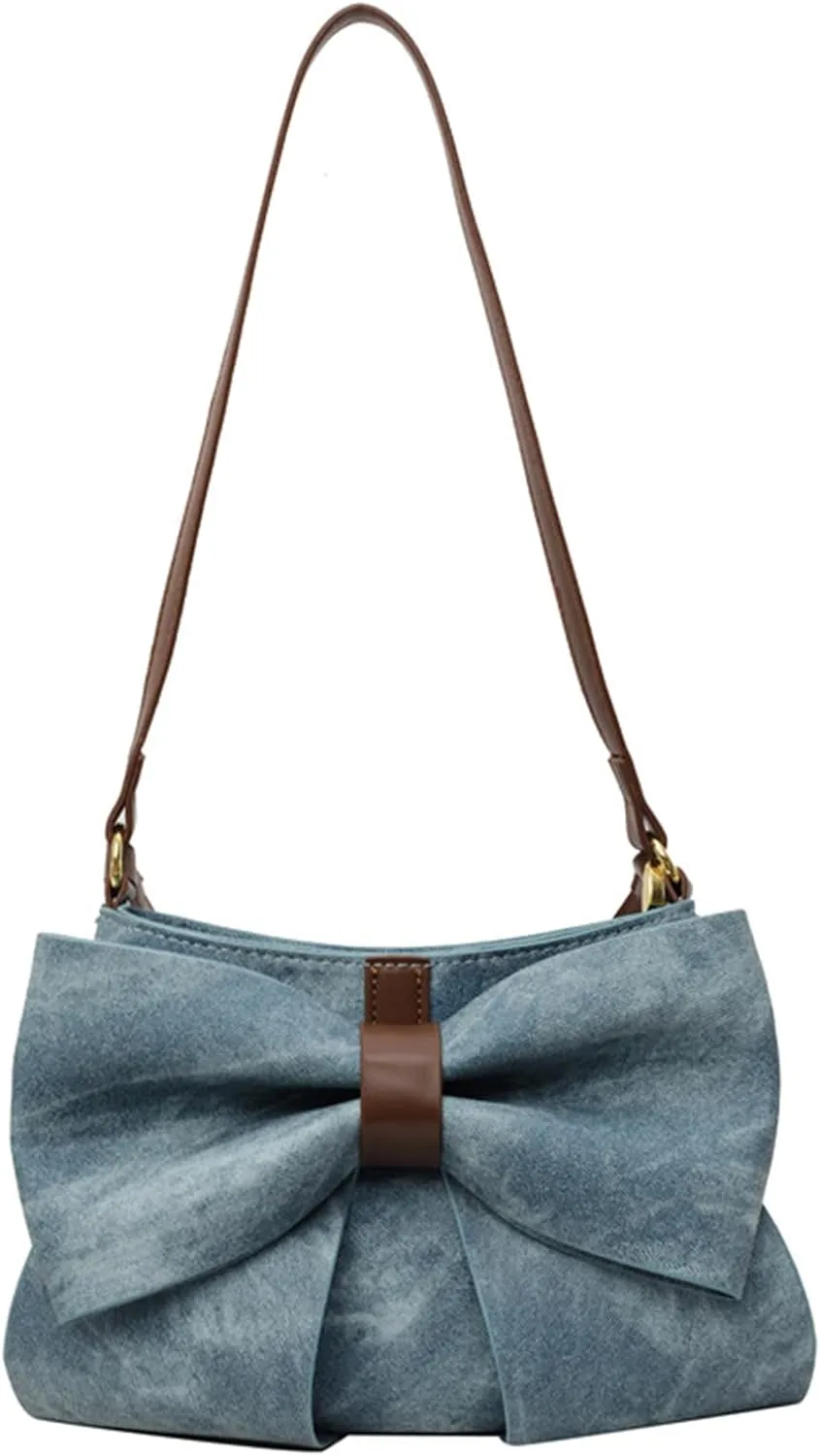 Bow Clutch Evening Handbag Purse for Women Cute Soft Leather Ruched Crossbody Bags Shoulder Bag