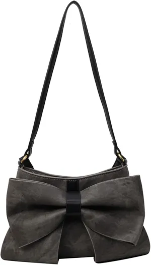 Bow Clutch Evening Handbag Purse for Women Cute Soft Leather Ruched Crossbody Bags Shoulder Bag