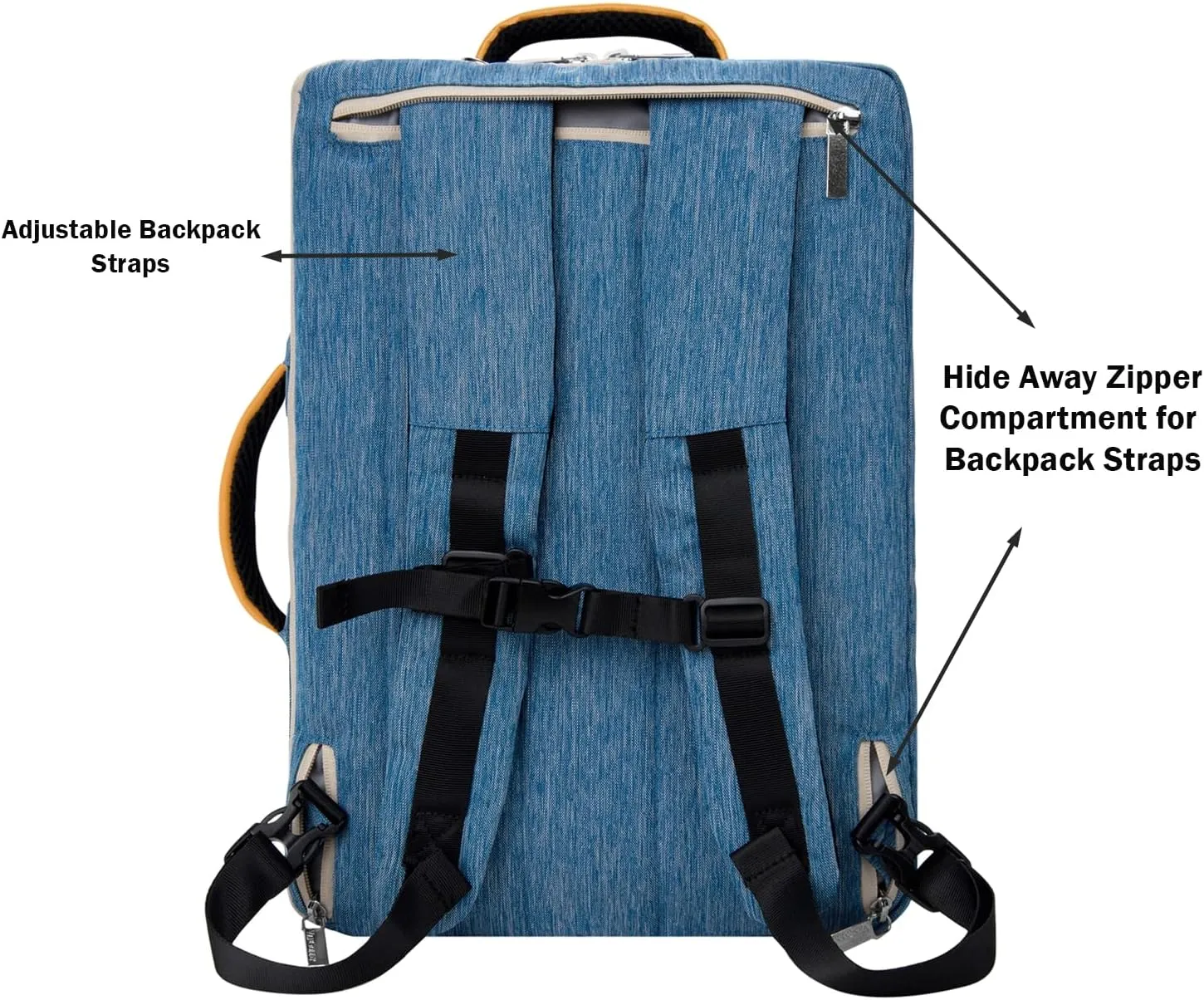 BPC Convertible Messenger BackpackMulti-Functional Travel & Work Bag, Adjustable Straps, Hidden Backpack Harness