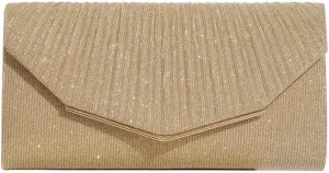 Bridal Wedding Purse Shiny Handbag with Detachable Chain Elegant Crossbody Shoulder Women Envelope Clutch