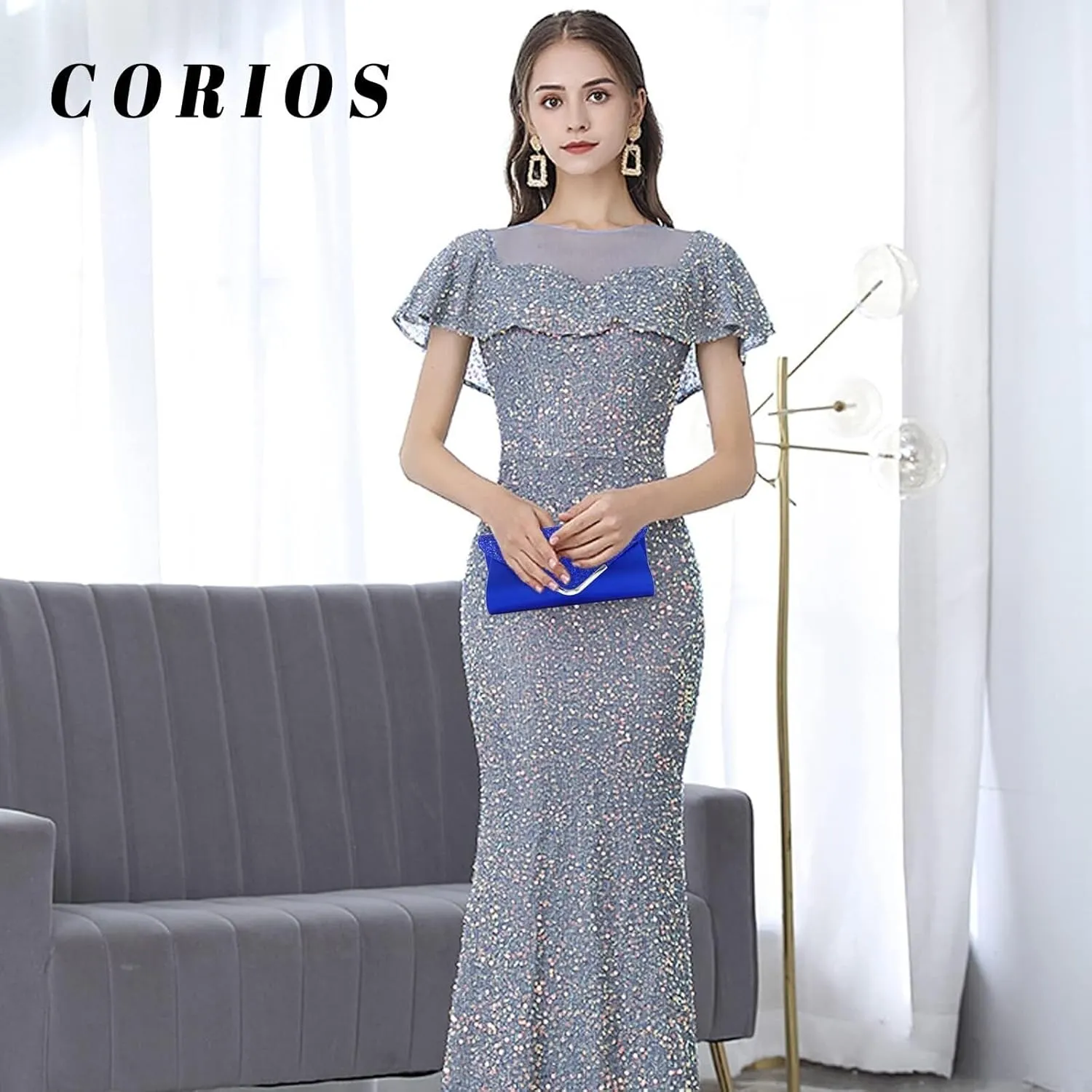 Bridal Wedding Purse Sparkly Shoulder Crossbody Women Envelope Clutch Sequins Evening Shiny Handbag