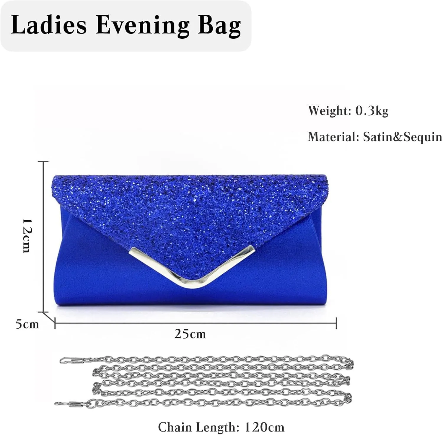 Bridal Wedding Purse Sparkly Shoulder Crossbody Women Envelope Clutch Sequins Evening Shiny Handbag