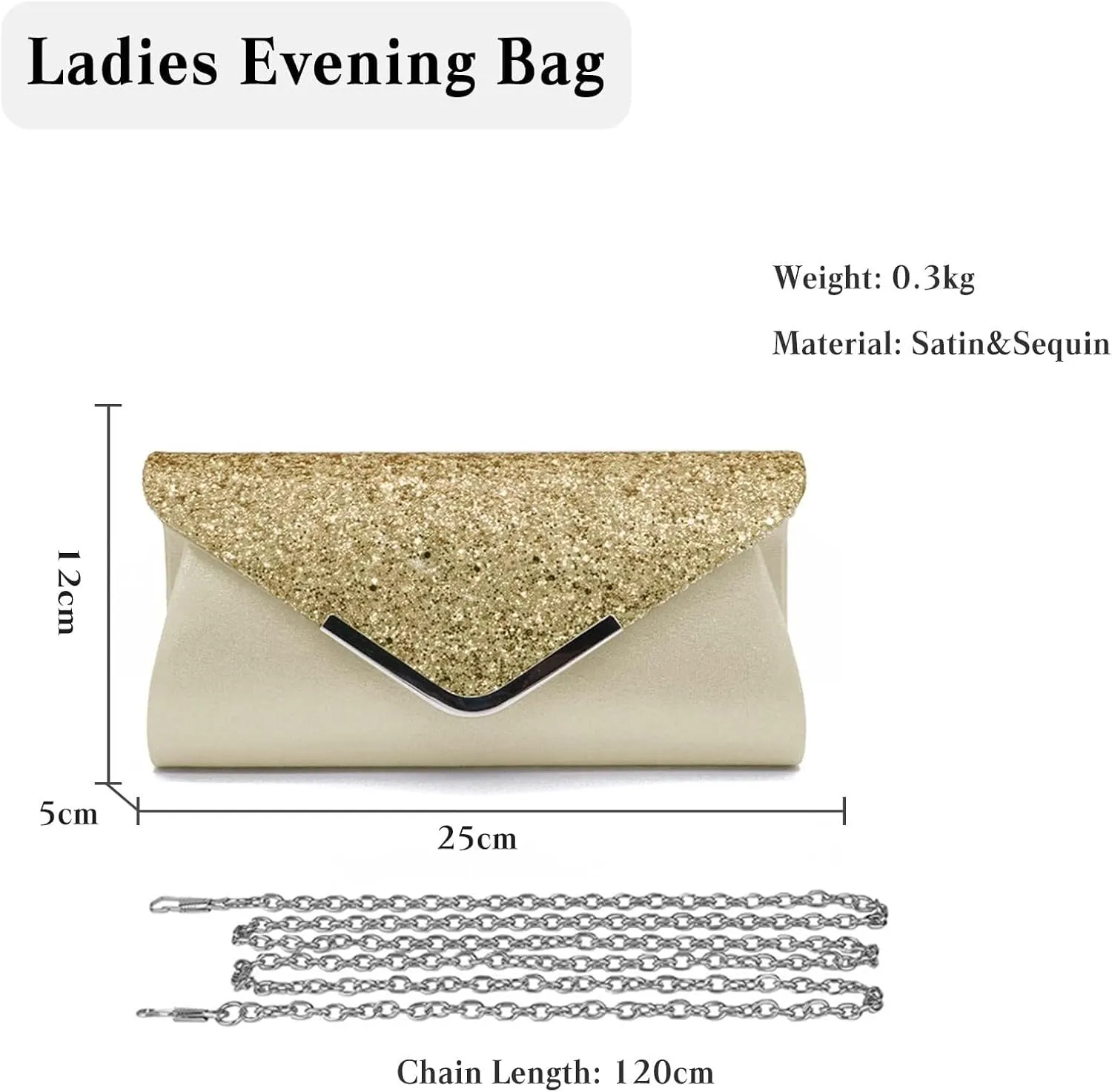 Bridal Wedding Purse Sparkly Shoulder Crossbody Women Envelope Clutch Sequins Evening Shiny Handbag