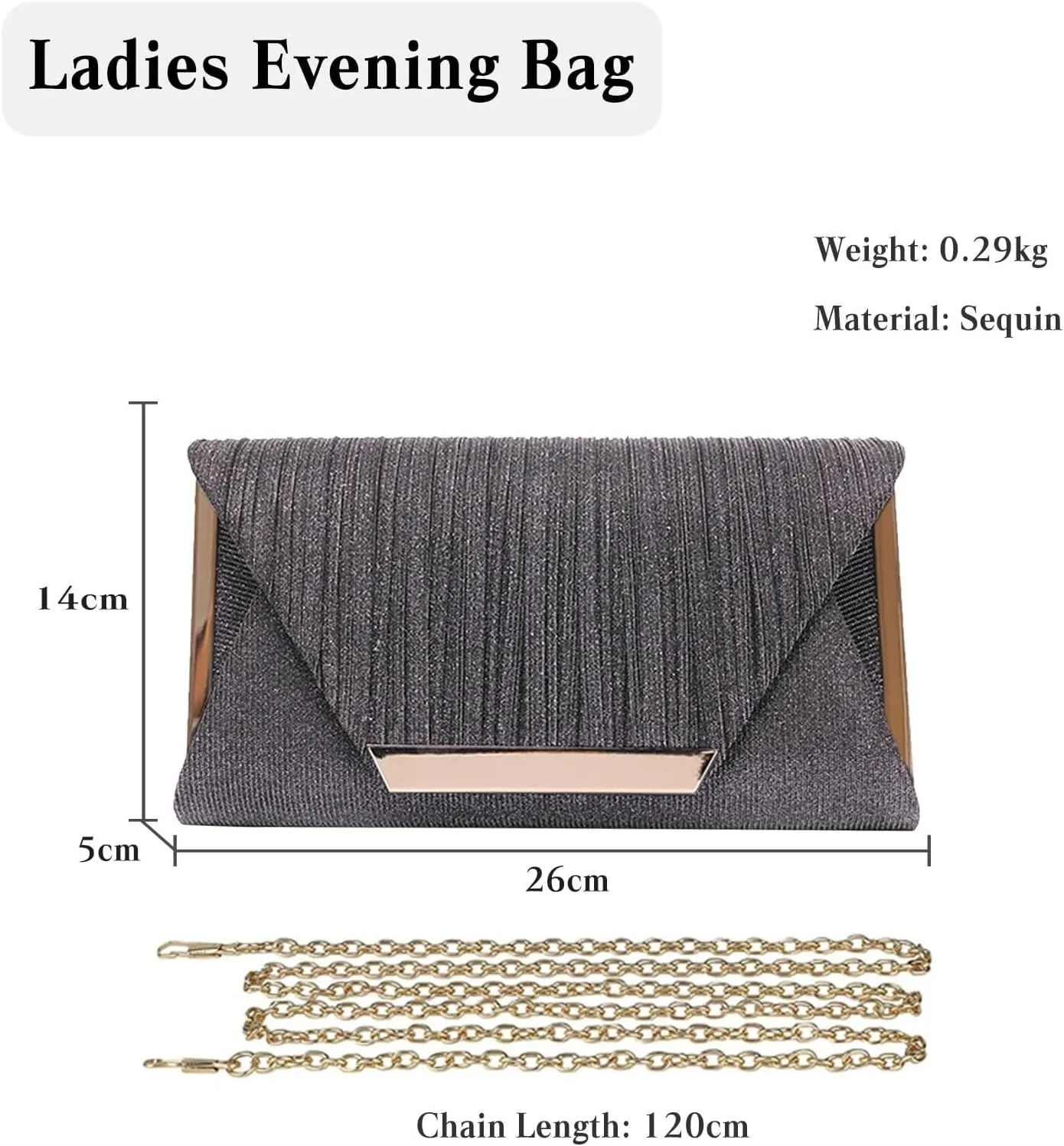 Bridal Wedding Purse Sparkly Shoulder Shiny Handbag Crossbody Women Envelope Evening Glitter Sequins Clutch