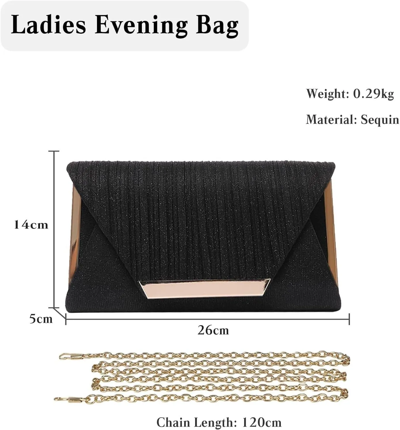 Bridal Wedding Purse Sparkly Shoulder Shiny Handbag Crossbody Women Envelope Evening Glitter Sequins Clutch