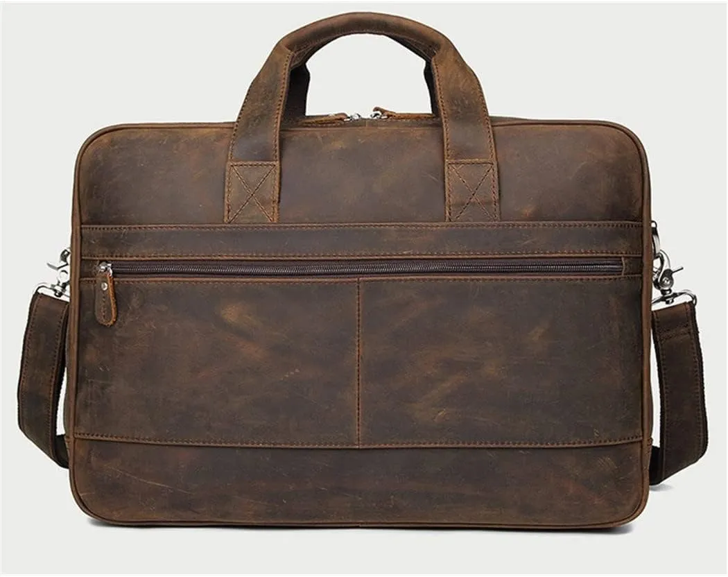 Briefcase Bag For Men, Vintage Handbag Laptop Briefcase Crazy Horse Leather Business Bag