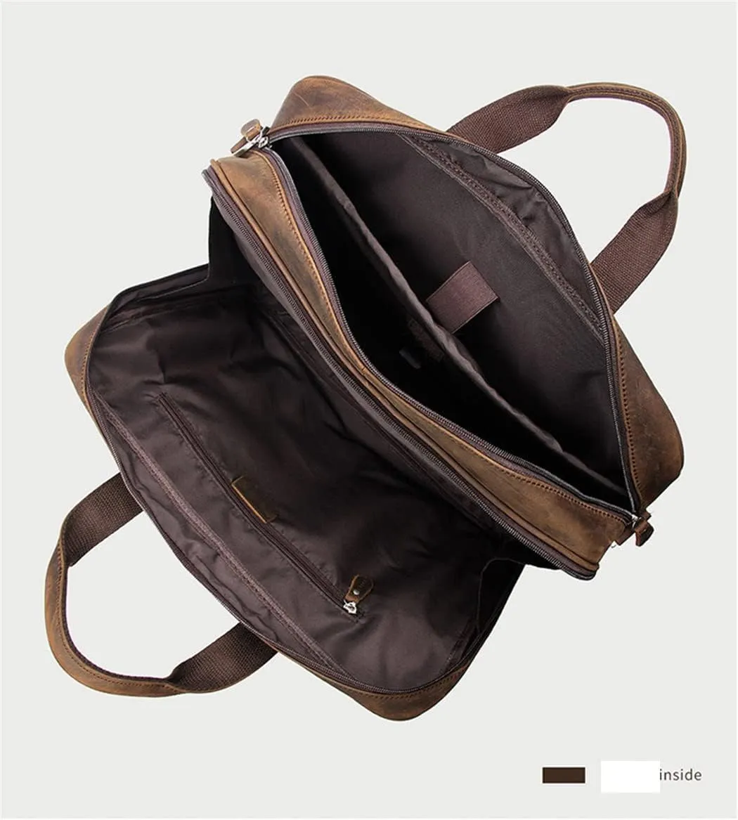 Briefcase Bag For Men, Vintage Handbag Laptop Briefcase Crazy Horse Leather Business Bag
