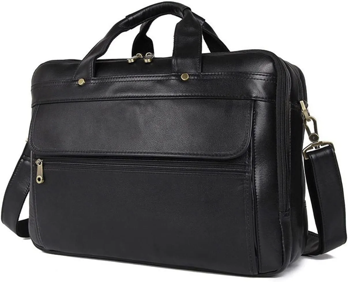 Briefcases for Men, Luggage Shoulder Bags, Business Cowhide Travel Messenger Bags, Genuine Leather Briefcase for Men (Color : Black)
