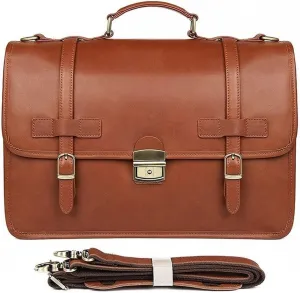 Business Cowhide Messenger Bags, Genuine Leather Briefcase for Men, Travel Luggage Shoulder Bags, Brown (Color : Brown)