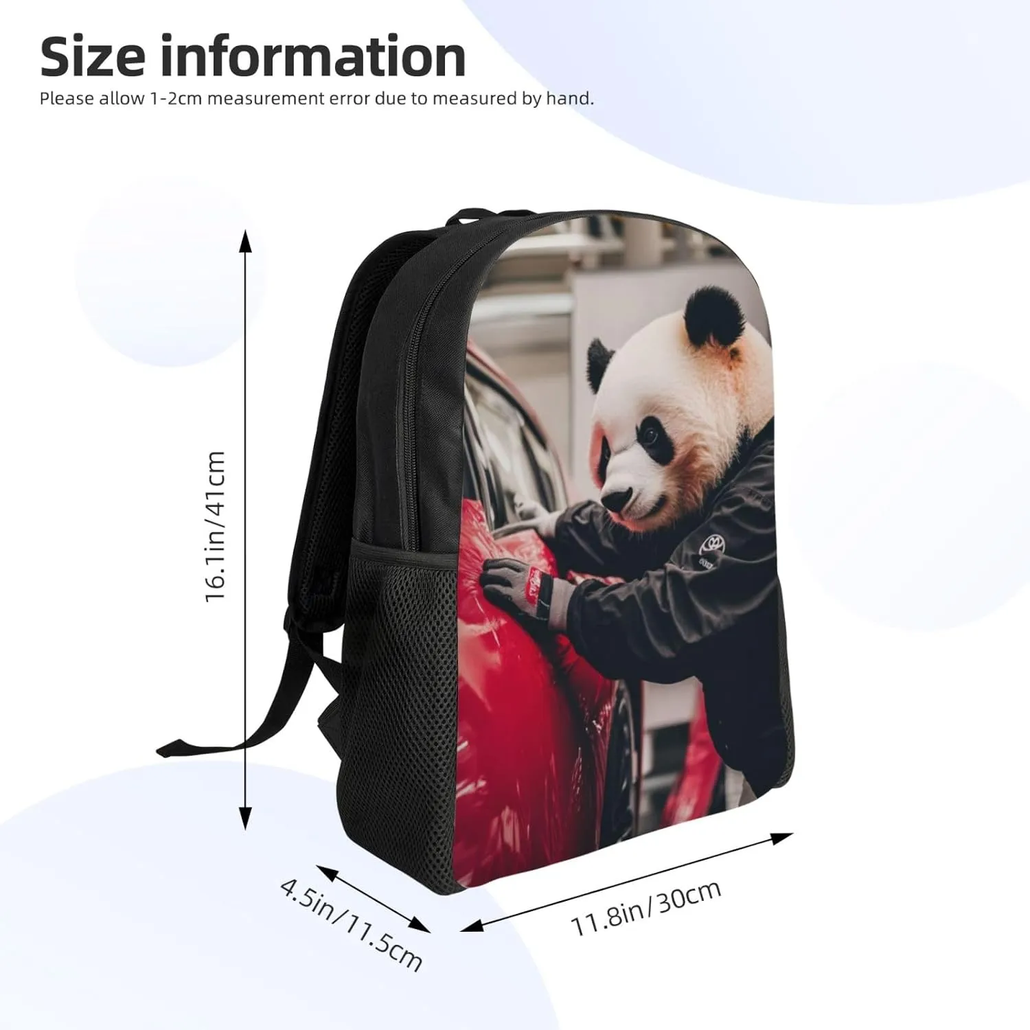 Car Wash Panda Backpack Waterproof Anti Theft Durable Light Laptop Bag Backpacks For Women Men Travel Gym Backpack