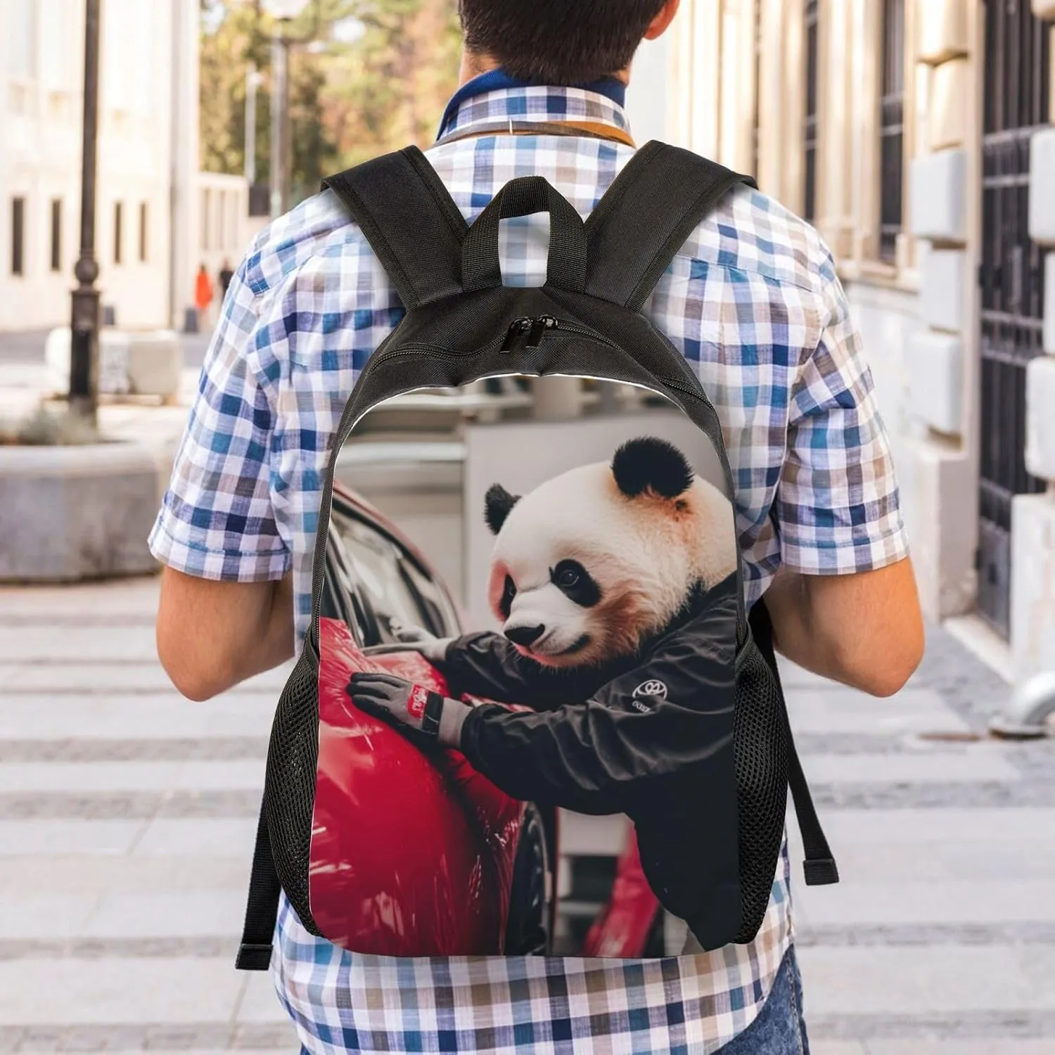 Car Wash Panda Backpack Waterproof Anti Theft Durable Light Laptop Bag Backpacks For Women Men Travel Gym Backpack