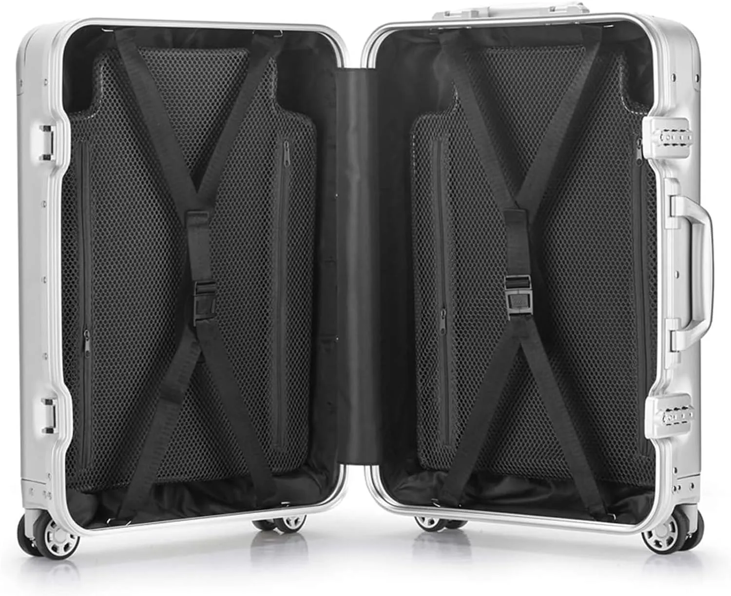 Carry-on Suitcase Luggage Aluminum Alloy Luggage Hard Shell Carry-Ons With Spinner Wheels Lightweight Suitcases Carry-on Suitcases Carry On Luggages (Color : Silver, Size : 20inch)