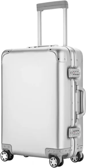 Carry-on Suitcase Luggage Aluminum Alloy Luggage Hard Shell Carry-Ons with Spinner Wheels Lightweight Suitcases Carry-on Suitcases Carry On Luggages,Silver-20inch (Silver 20inch)