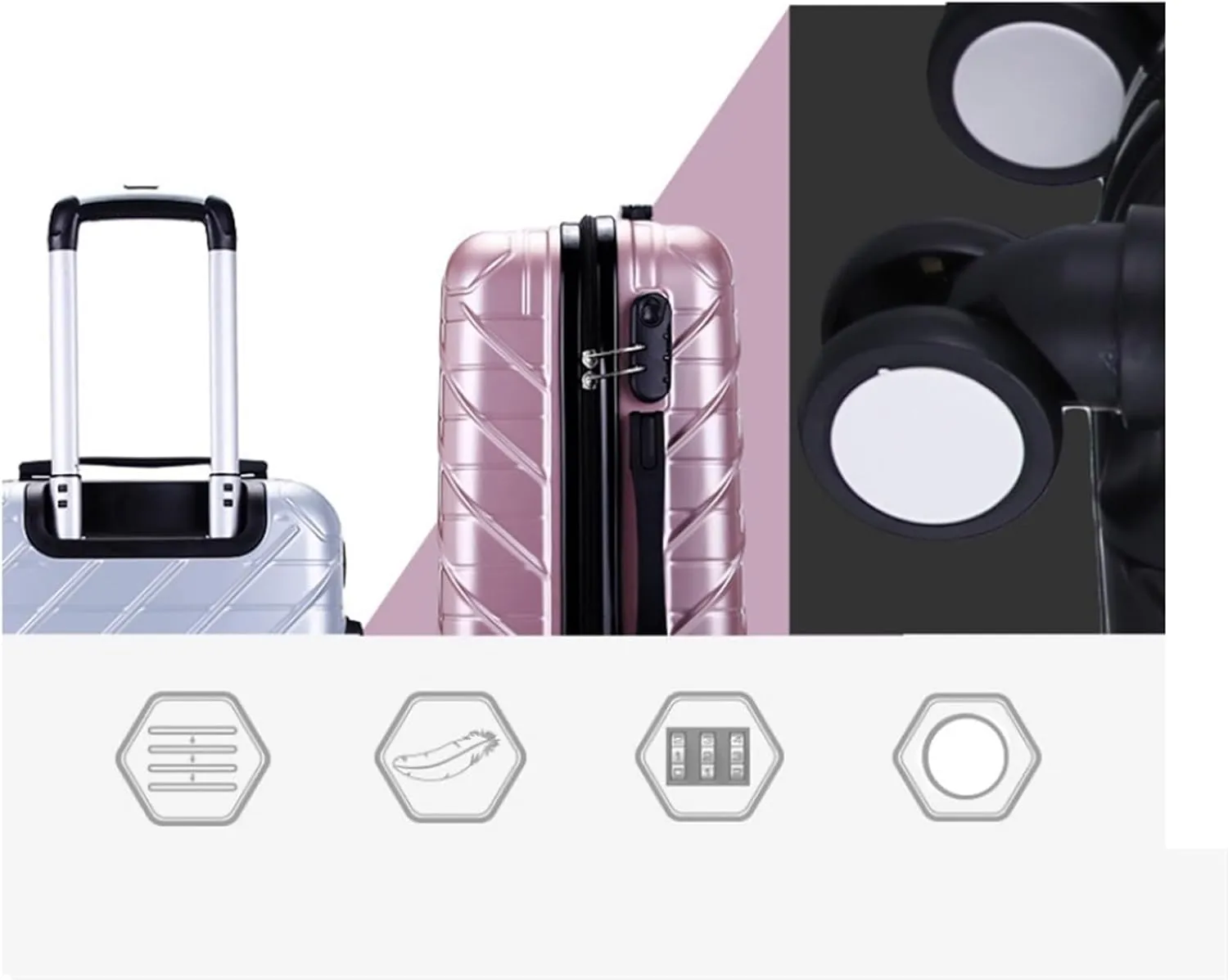 Carry-on Suitcase Luggage Carry On Luggage with Spinner Wheels Luggage Travel Suitcase Hardshell Lightweight Carry-on Suitcases Carry On Luggages,Sliver-24inch (Sliver 20inch)