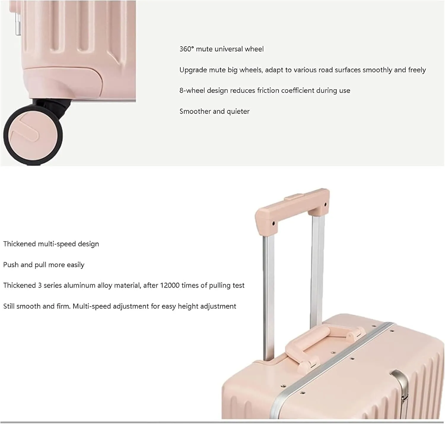 Carry-on Suitcase Luggage Lightweight and Tough Cabin Suitcase Lightweight Carry-on Hand Luggage 4 Spinner Carry-on Suitcases Carry On Luggages,Roze-20 inches