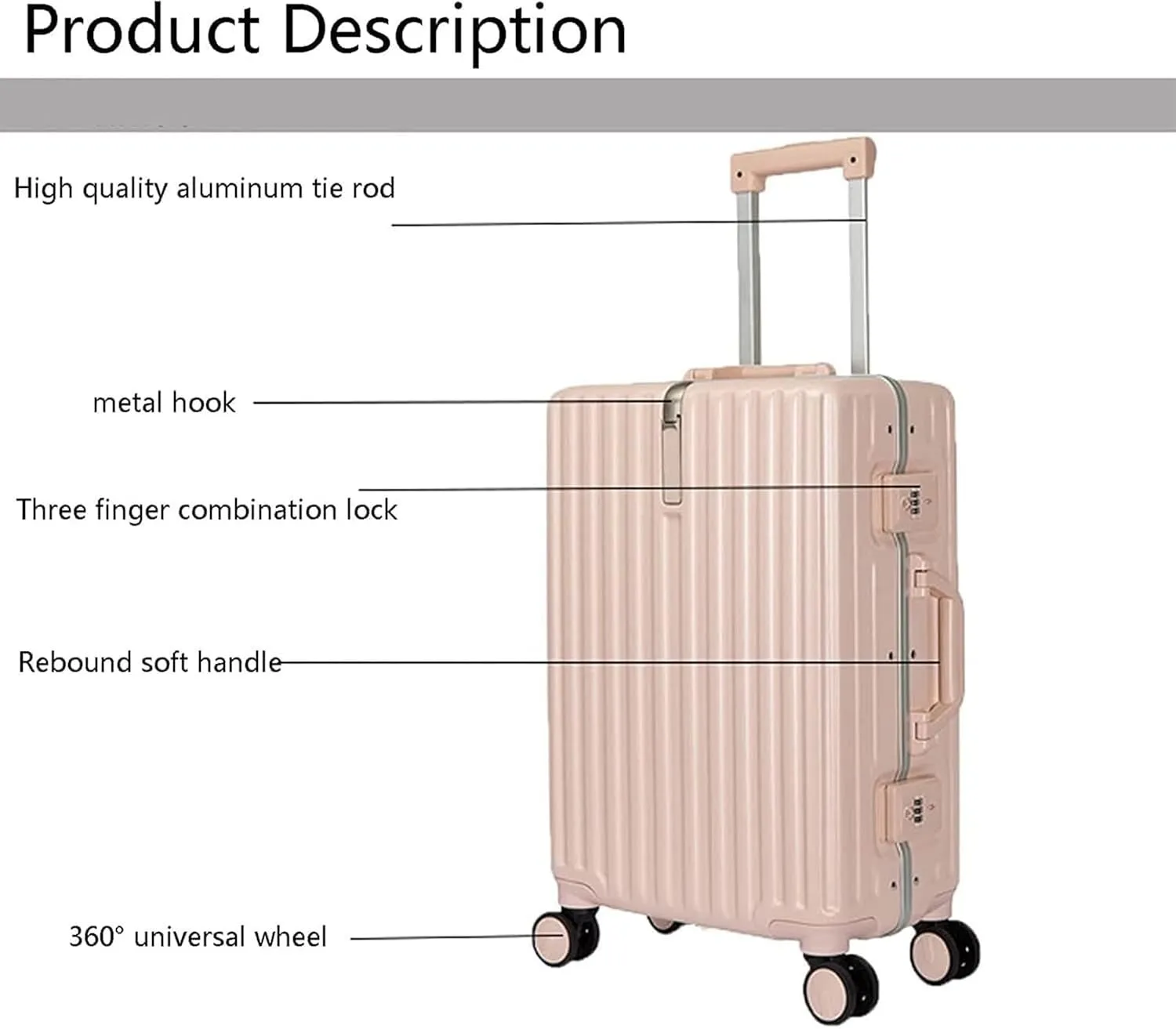 Carry-on Suitcase Luggage Lightweight and Tough Cabin Suitcase Lightweight Carry-on Hand Luggage 4 Spinner Carry-on Suitcases Carry On Luggages,Roze-20 inches