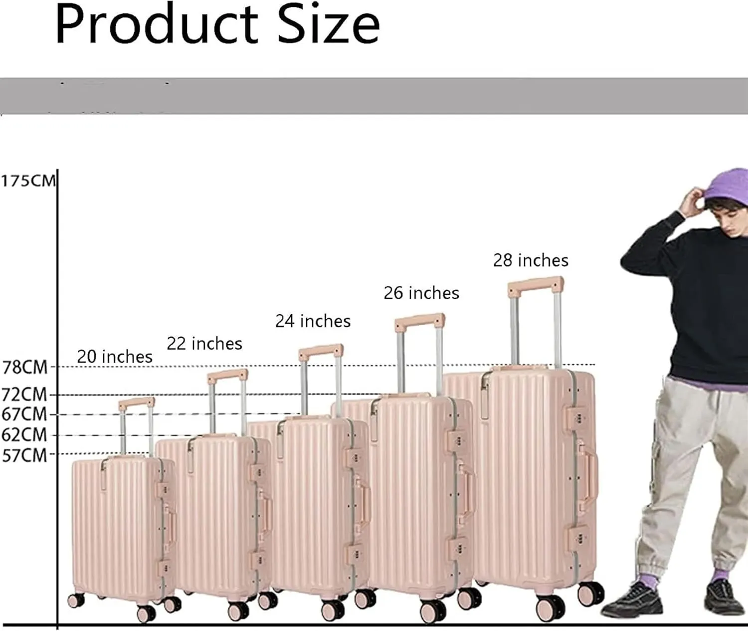 Carry-on Suitcase Luggage Lightweight and Tough Cabin Suitcase Lightweight Carry-on Hand Luggage 4 Spinner Carry-on Suitcases Carry On Luggages,Roze-20 inches