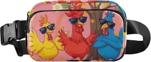 Cartoon Fun Colorful Chicken Fanny Packs for Women Waterproof Hip Pack Belt Bag Fashion Waist Bag for Women
