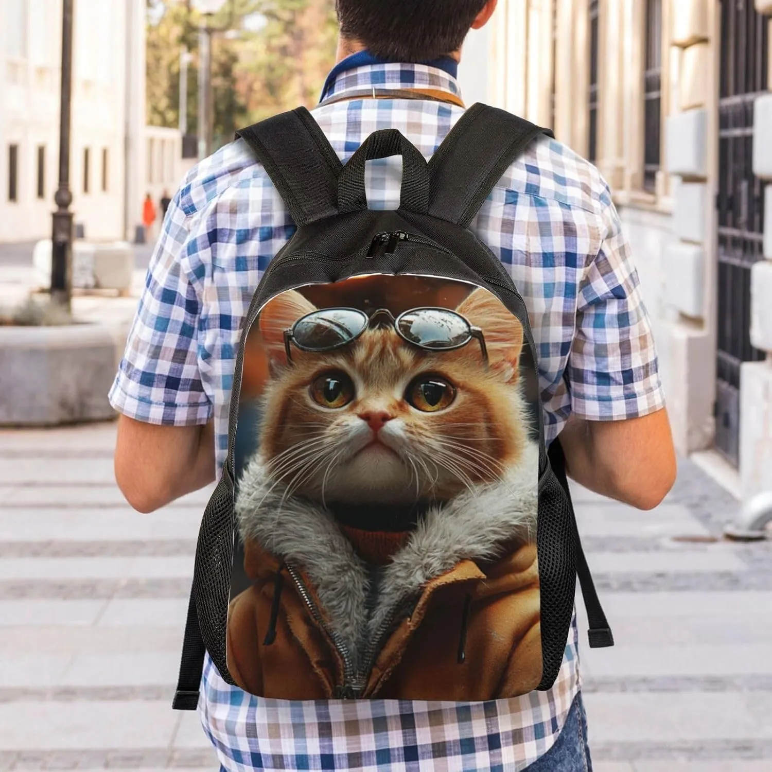 Cat With Sunglasses Backpack Waterproof Anti Theft Durable Light Laptop Bag Backpacks For Women Men Travel Gym Backpack