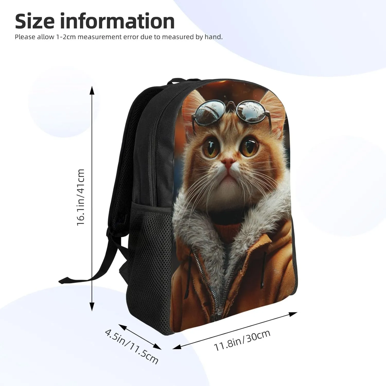 Cat With Sunglasses Backpack Waterproof Anti Theft Durable Light Laptop Bag Backpacks For Women Men Travel Gym Backpack
