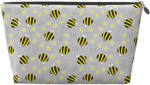Cheerful Bumble Bees and Daisies Makeup Bag Women Travel Size Toiletries Leather Waterproof Toiletry Bag Travel Essentials for Shampoo, Conditioner, Personal Item, Toiletries