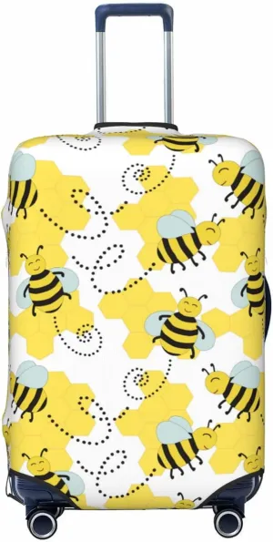 Cheerful Bumble Bees Luggage Cover Washable Elasticated Luggage Covers For Suitcase Tsa Approved Stylish Dust And Scratch Resistant Luggage Case Protector For Kids And Adults
