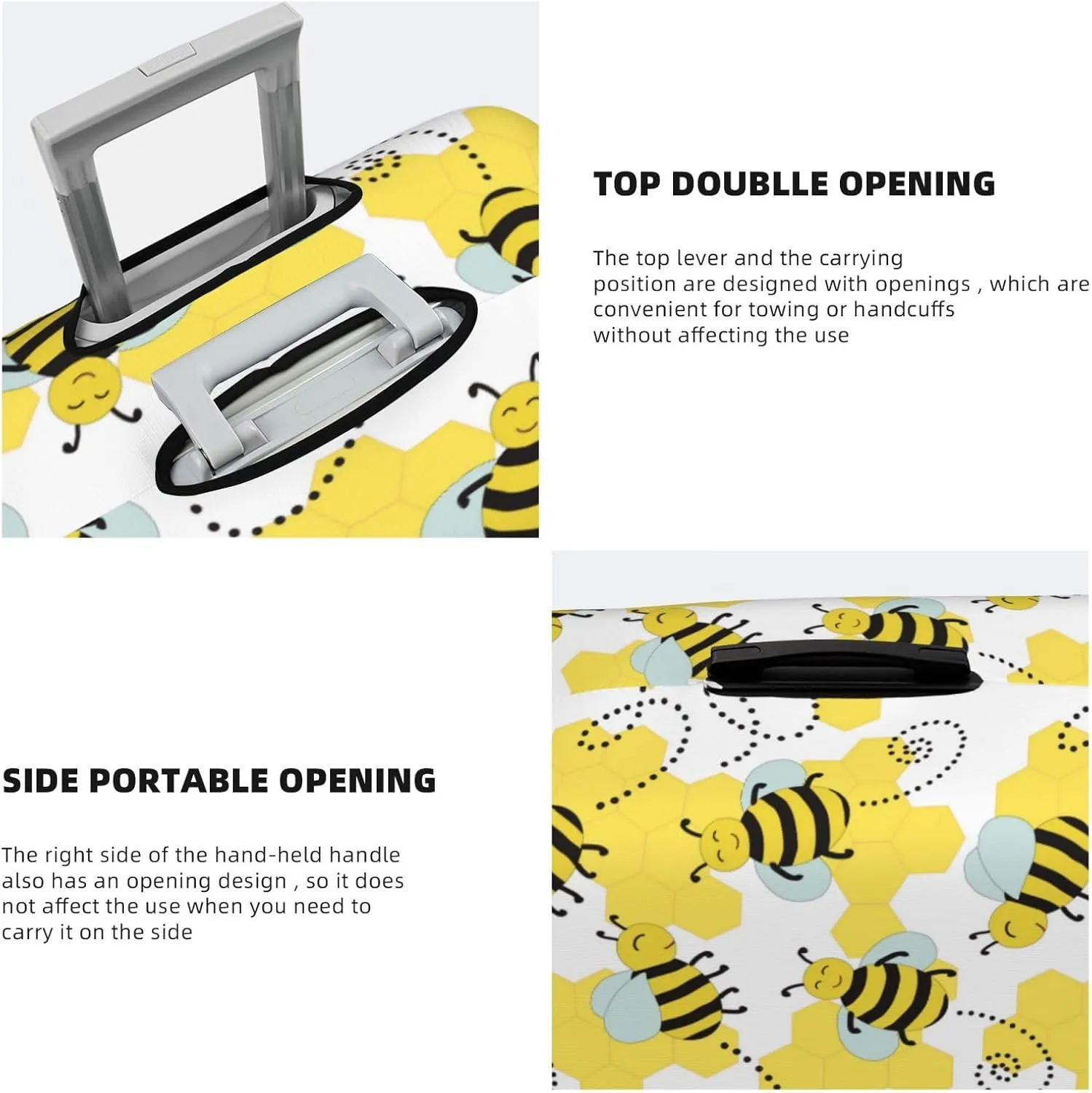 Cheerful Bumble Bees Luggage Cover Washable Elasticated Luggage Covers For Suitcase Tsa Approved Stylish Dust And Scratch Resistant Luggage Case Protector For Kids And Adults