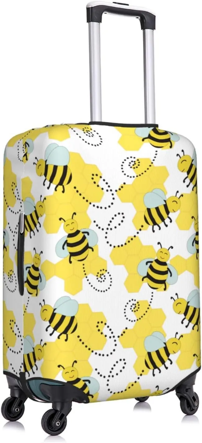Cheerful Bumble Bees Luggage Cover Washable Elasticated Luggage Covers For Suitcase Tsa Approved Stylish Dust And Scratch Resistant Luggage Case Protector For Kids And Adults