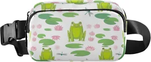 Cheerful Cute Frogs Green Womens Fanny Pack Waterproof Hip Pack Belt Pouch Cute Crossbody Waist Pack