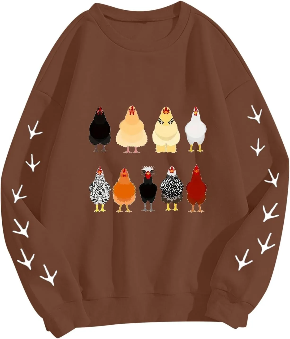 Chicken Graphic Sweatshirts for Women Long Sleeve Chicken Sweatshirt Crew Neck Pullover Top Fall Preppy Clothes