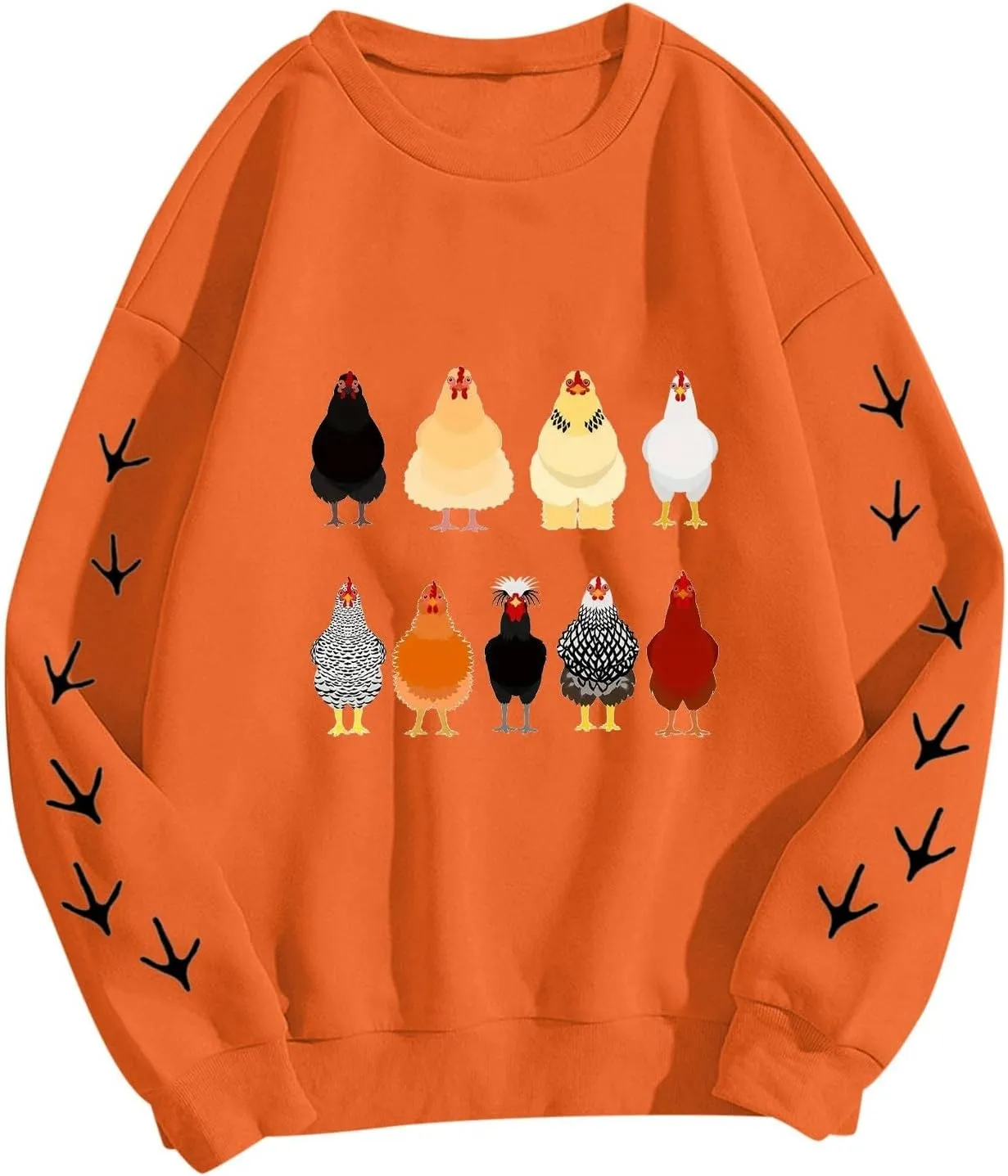 Chicken Graphic Sweatshirts for Women Long Sleeve Chicken Sweatshirt Crew Neck Pullover Top Fall Preppy Clothes