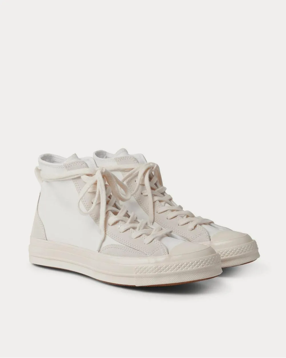 Chuck 70 Final Club Suede-Trimmed Organic Canvas  White high top sneakers