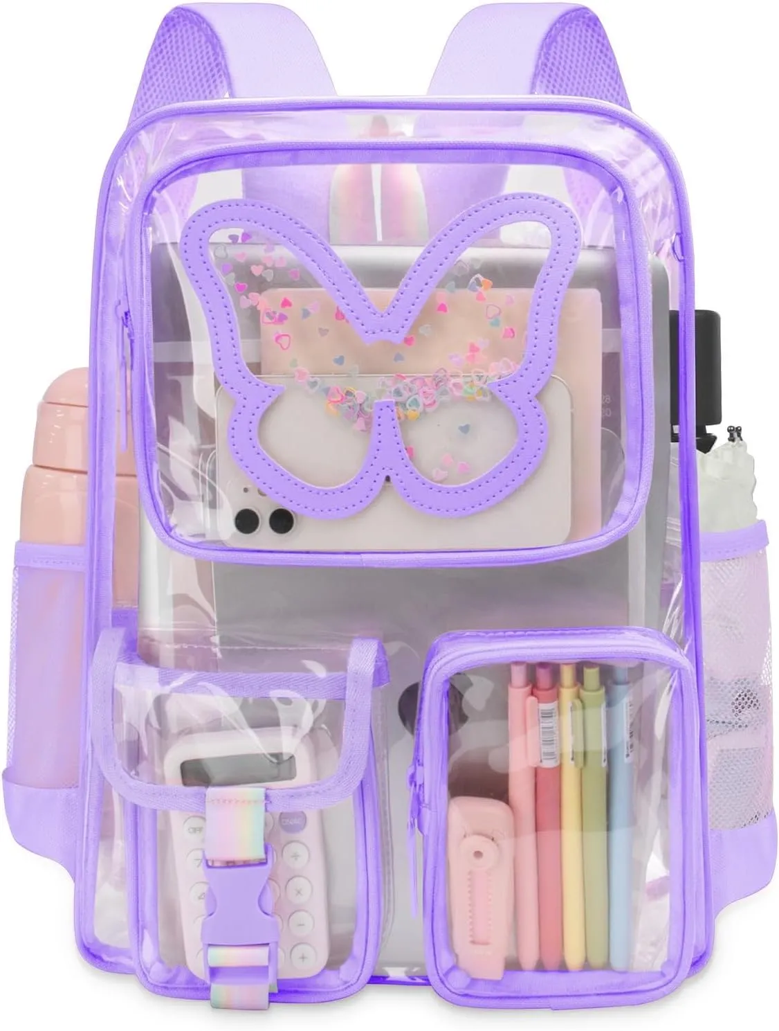 Clear Backpack - Durable Large Transparent Bag for Teen Girls, School, Sports, Travel - Stadium Approved
