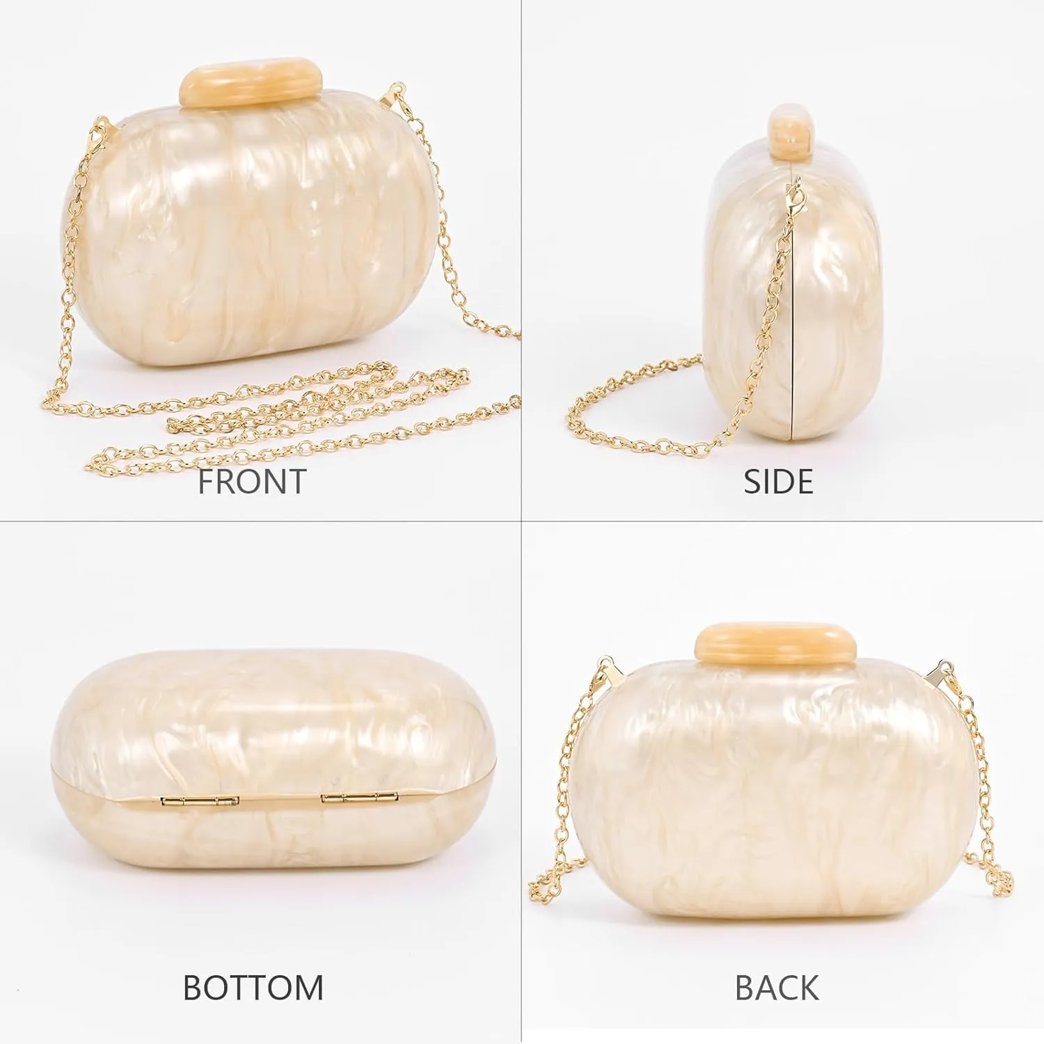 Clutch Purse For Women, Acrylic Handbags Elegant Seashell Crossbody Bags Wedding Shoulder Evening Bag Cute Purses