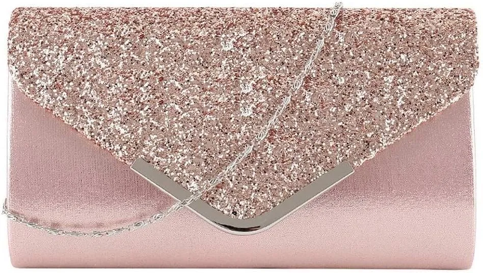 Clutch Purse Handbags for Wedding Party Prom Women Shiny Evening Chain Glitter Sequined Shoulder Handbag