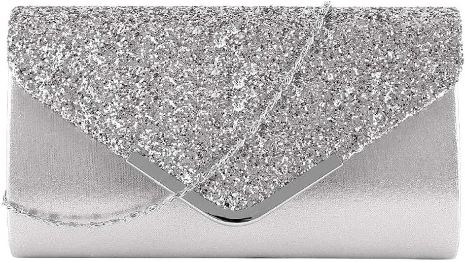 Clutch Purse Handbags for Wedding Party Prom Women Shiny Evening Chain Glitter Sequined Shoulder Handbag