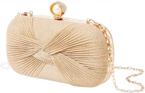 Clutch Purses for Women Handbags Shiny Pleated Wedding Clutch Bag Purses with Chain,Wedding Prom Party Club
