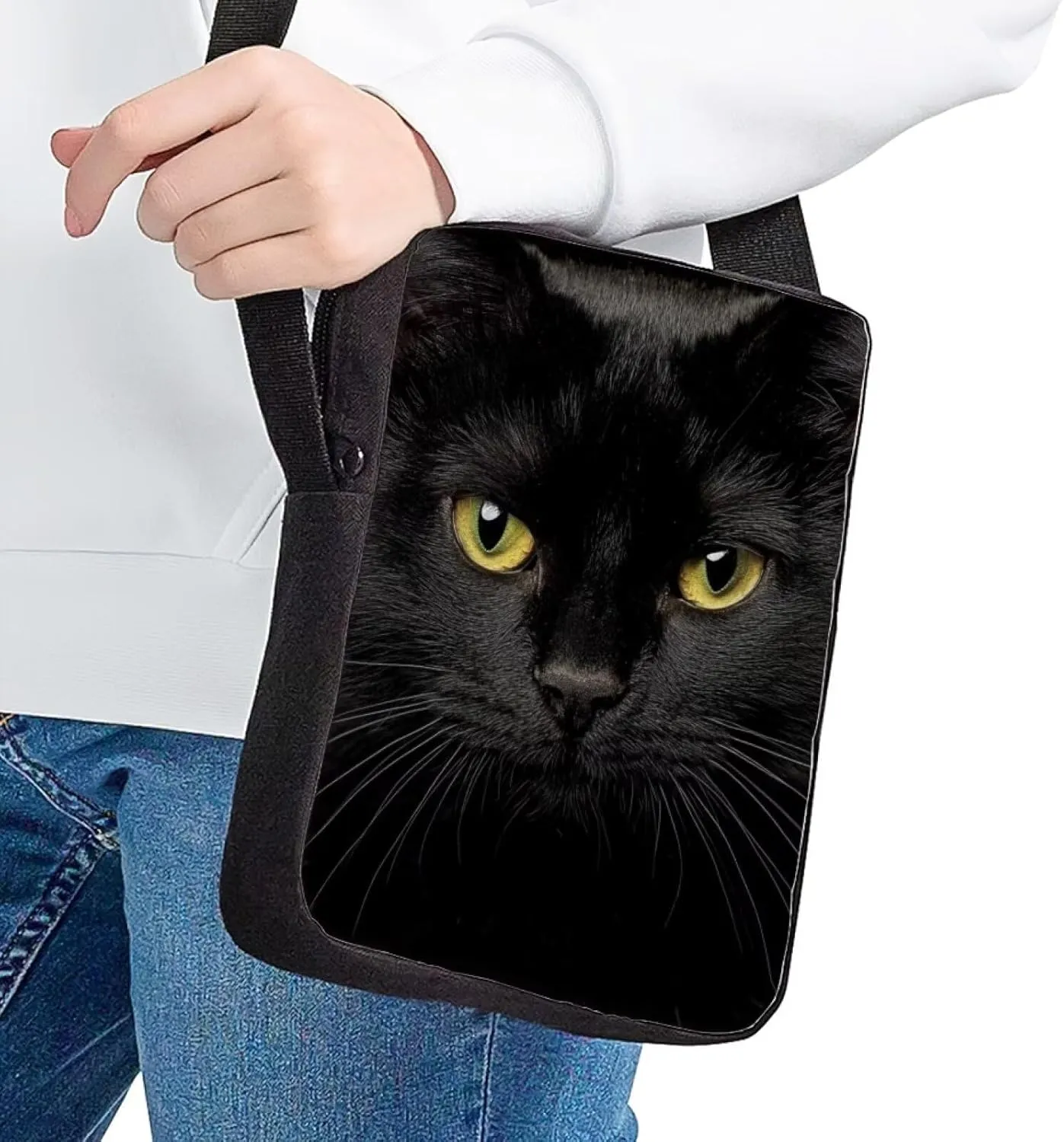 COEQINE Hobo Bag Christmas Purse Cute Cat Print Sling Bags for Women Crossbody Backpack Travel Multipurpose Daypacks Shoulder Bag